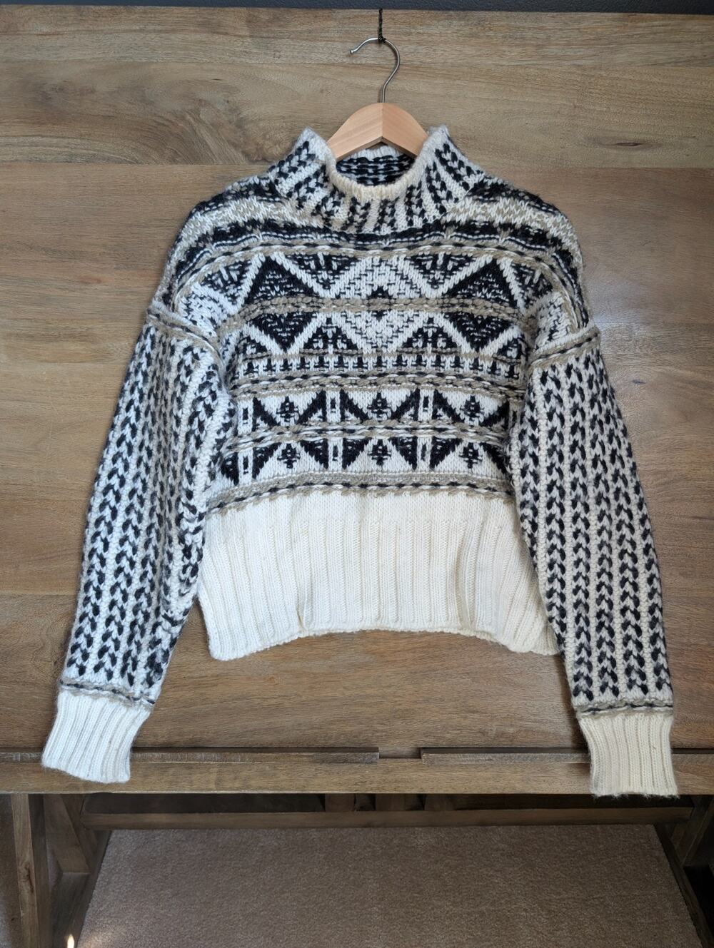 Splendid Vail Cropped Sweater Womens M Multicolor Knit Merino Wool Pullover NWT